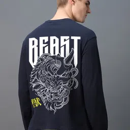 Bewakoof Men Typography Printed Round Neck Cotton Oversized T-shirt-picture-10