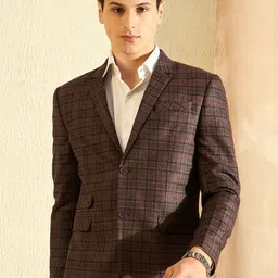 DENNISON Men Checked Single Breasted Notched Lapel Blazer-picture-37