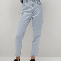 MANGO Women Blue Pure Cotton Regular Fit High-Rise Clean Look Mom Jeans-picture-37
