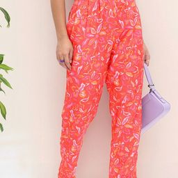DressBerry Women Feminine And Elegant Floral Print Pleated Trousers-picture-11