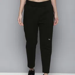 Puma Women Black Solid Double Knitted Mid-Rise dryCell Technology Evostripe Sustainable Sustainable Track Pants-image-76
