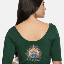NOT YET by us Printed Round Neck Stretchable Saree Blouse-picture-27