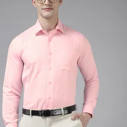 Blackberrys Men Pink Pure Cotton India Slim Fit Self-Design Formal Shirt-picture-16