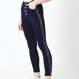 Miss Chase Women Navy Blue Skinny Fit High-Rise Clean Look Jeans-image-52