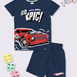 YK X Minute Mirth Boys Hot Wheels Printed Pure Cotton T-shirt with Shorts-picture-23