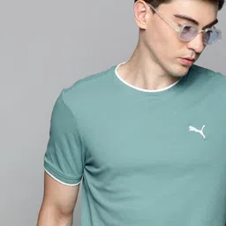 Puma Men Turquoise Blue Stylized Jacquard Pure Cotton T-shirt-picture-52