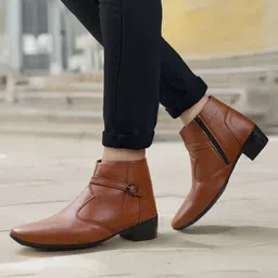 Bxxy Men 2 Inch Heel Height Increasing Formal Slip-on Zipper Buckle Boots-picture-29