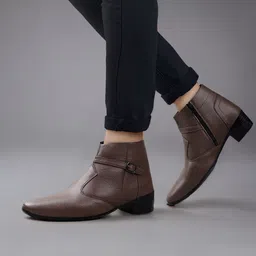 Bxxy Men 2 Inch Heel Height Increasing Formal Slip-on Zipper Buckle Boots-picture-24