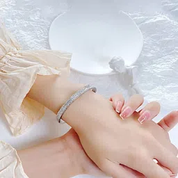 Zindura Silver-Plated Stainless Steel American Diamond Antique Bangle-Style Bracelet-picture-38