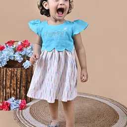 Little Llama Girls Abstract Printed Pure Cotton A-Line Dress-picture-27