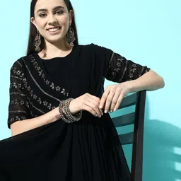 Kvsfab Floral Embroidered Zari Georgette A-Line Maxi Dress-image-64