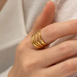 Jewels Galaxy Gold-Plated Anti-Tarnish Adjustable Finger Ring-image-38