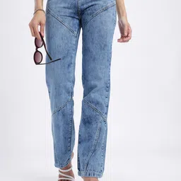 DressBerry Women Regular Fit Faded Panelled Jeans-image-25