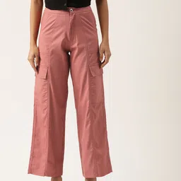 STREET 9 Women Pure Cotton Wide Leg Cargos Trouser-image-54