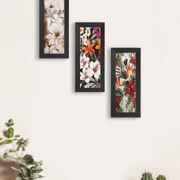 nest ART Multicoloured Set of 3 Flowers Synthetic Wood Wall Art-picture-18
