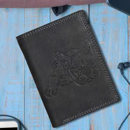 Sassora Men Animal Printed Embellished Leather Two Fold Wallet-picture-38