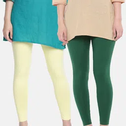 Dollar Missy Women Pack Of 2 Solid Ankle-Length Cotton Leggings-image-95