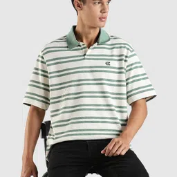 Calvin Klein Jeans Men Striped Polo Collar Pure Cotton Relaxed Fit T-shirt-picture-50