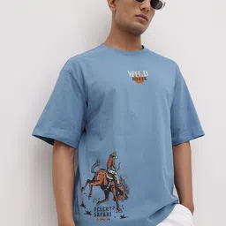 The Roadster Life Co. Men Printed Pure Cotton Relaxed Fit T-shirt-picture-43