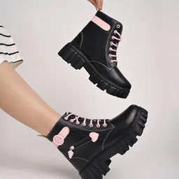 Stylestry Women Printed Casual Block-Heeled Chunky Boots-picture-41