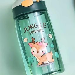YK Green Cartoon Character Printed Leakproof Water Bottle 470ml-picture-3