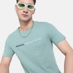 Roadster Men Sea Green Embroidered Round Neck Pure Cotton T-shirt-picture-35