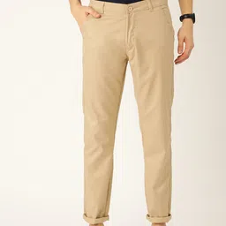 SOJANYA Men Beige Smart Regular Fit Solid Trousers-image-95