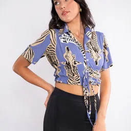Stylecast X Hersheinbox Animal Print Shirt Style Crop Top-picture-40