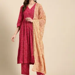 anayna Floral Printed Empire Kurta with Trousers & Dupatta-picture-34