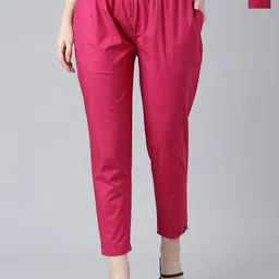 TWIN BIRDS Women Pack Of 2 Mid-Rise Pure Cotton Cropped Cigarette Trousers-image-80