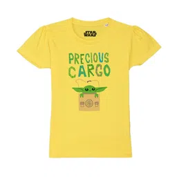 Star Wars by Wear Your Mind Girls Yellow Typography Star Wars Printed Pure Cotton T-shirt-picture-14