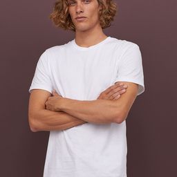 HM Men White Solid Cotton Pure Cotton T-shirt Regular Fit-image-101