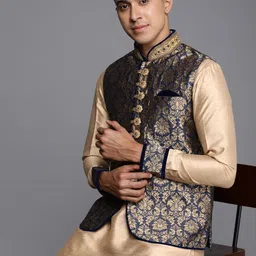 Manu Solid Regular Kurta with Dhoti Pants & Nehru Jacket-picture-10