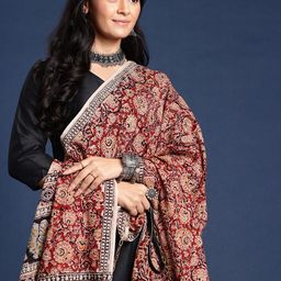 Taavi Ethnic Motifs Hand Block Printed Kalamkari Sustainable Dupatta-picture-6