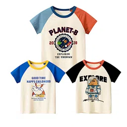 BAESD Unisex Pack of 3 Graphic Printed Round Neck Pure Cotton T-shirts-picture-30