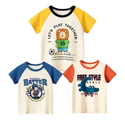 BAESD Unisex Pack of 3 Graphic Printed Round Neck Pure Cotton T-shirts-picture-45