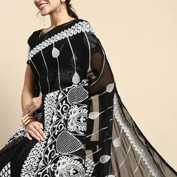 VAIRAGEE Ethnic Motifs Embroidered Poly Georgette Saree-picture-28