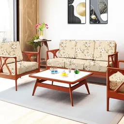 ohello 10 Pcs Beige & White Stretchable Elasticated Printed Polyester Sofa Seat Covers-image-90