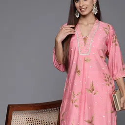 Libas Floral Printed Regular Gotta Patti Kurta with Palazzos-picture-27
