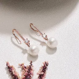 Zaveri Pearls Rose Gold-Plated Contemporary Studs Earrings-image-89
