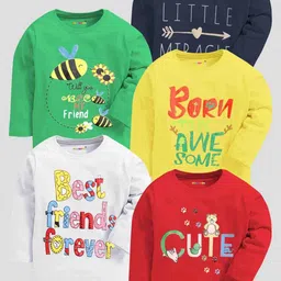 KUCHIPOO Kids Green & Red Typography 5 Printed  T-shirt-picture-22