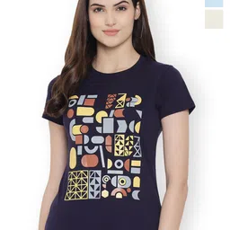 Fabflee Women Multicoloured 3 Printed Applique T-shirt-picture-35