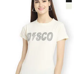 Fabflee Women Multicoloured 3 Printed Applique T-shirt-picture-41