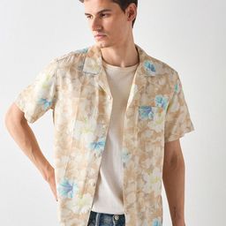 Red Flame Men Cuban Collar Floral Printed Casual Shirt-picture-31