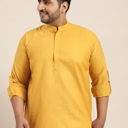 SOJANYA PLUS Men Pure Cotton Mustard Yellow Kurta-picture-43