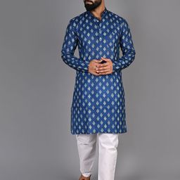 FUBAR Ethnic Motif Printed Mandarin Collar Cotton Kurta-picture-41