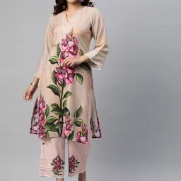 BUTA BUTI Floral Printed Pure Cotton Straight Kurta with Palazzos-picture-27