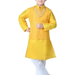 itsmycostume Mandarin Collar Pure Cotton Straight Kurta With Pyjamas & Nehru Jacket-picture-30