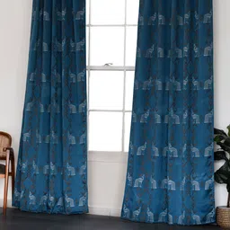 Tranquebar Home Blue & Gold-Toned Black Out Window Curtain-image-10