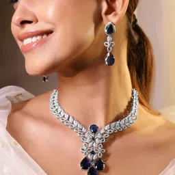 Rubans Rhodium Plated Cubic Zirconia Studded Jewellery Set-picture-41